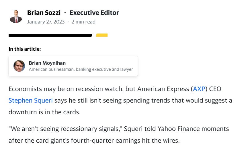 Amex CEO no recession